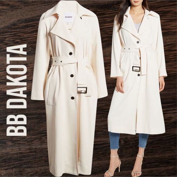 BB DAKOTA Women’s I Spy Textured Twill Light Weight Trench Coat in the Size S - Picture 4 of 16